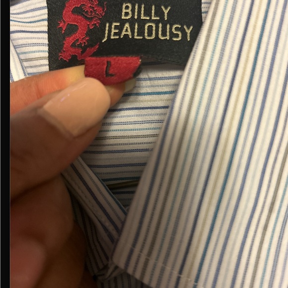 Billy Jealousy Blue White Men's Button-down
Long Sleeve Shirt - L - Picture 13 of 14
